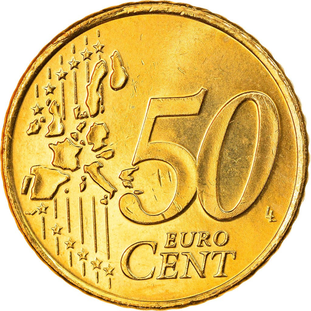 Netherlands, 50 Euro Cent, 1999, Utrecht, MS(63), Brass, KM:239