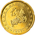 Mónaco, 20 Euro Cent, 2002, Paris, MS(63), Latão, KM:171