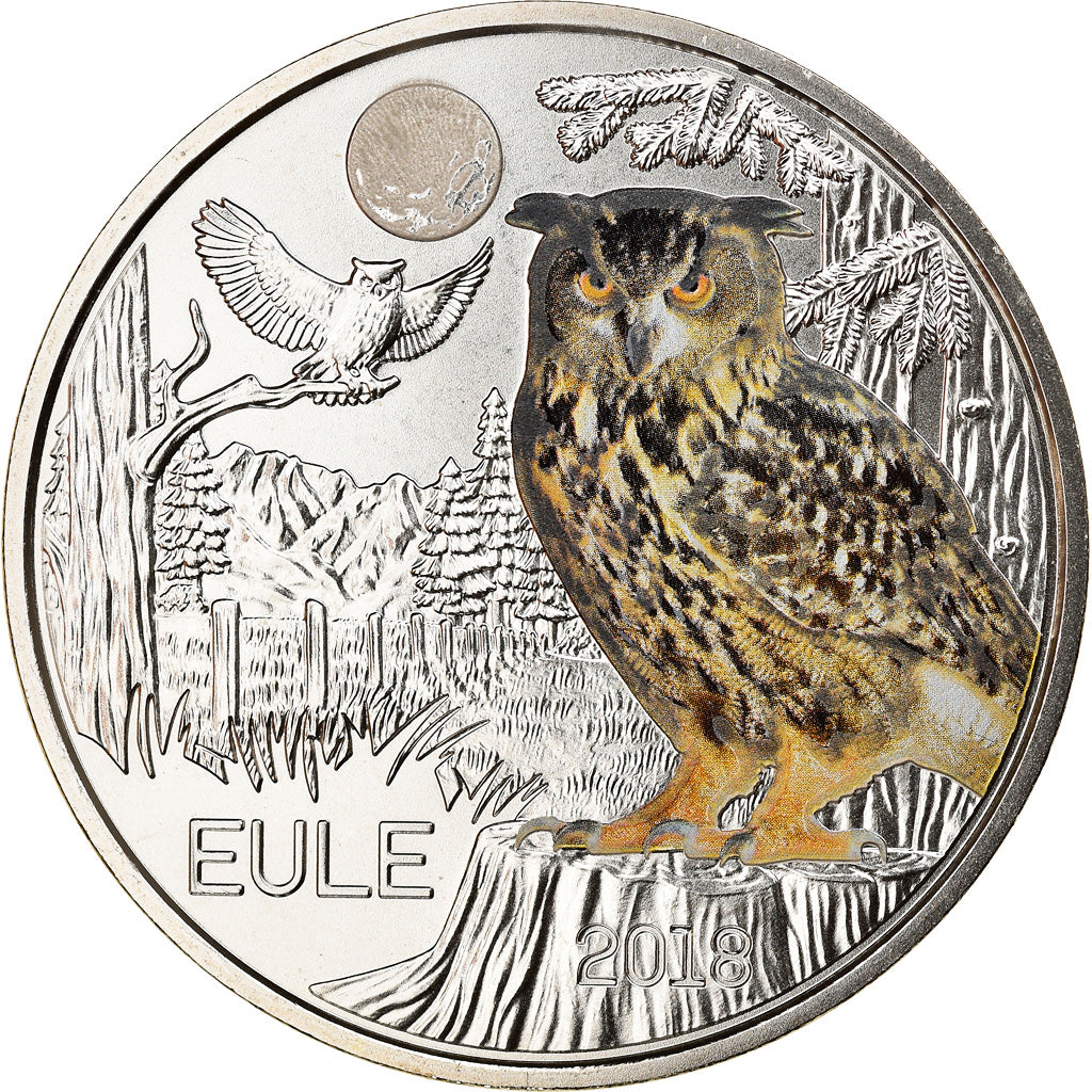 Austria, 3 Euro, Le hibou, 2018, Vienna, FDC, Rame-nichel