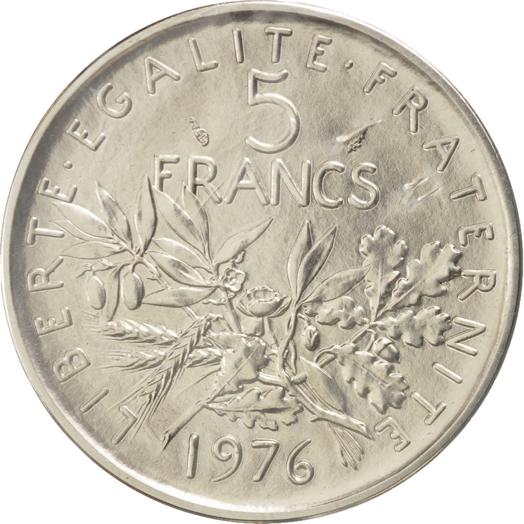 Monnaie, France, 5 Francs, 1976, FDC, Nickel Clad Copper-Nickel, KM:P557