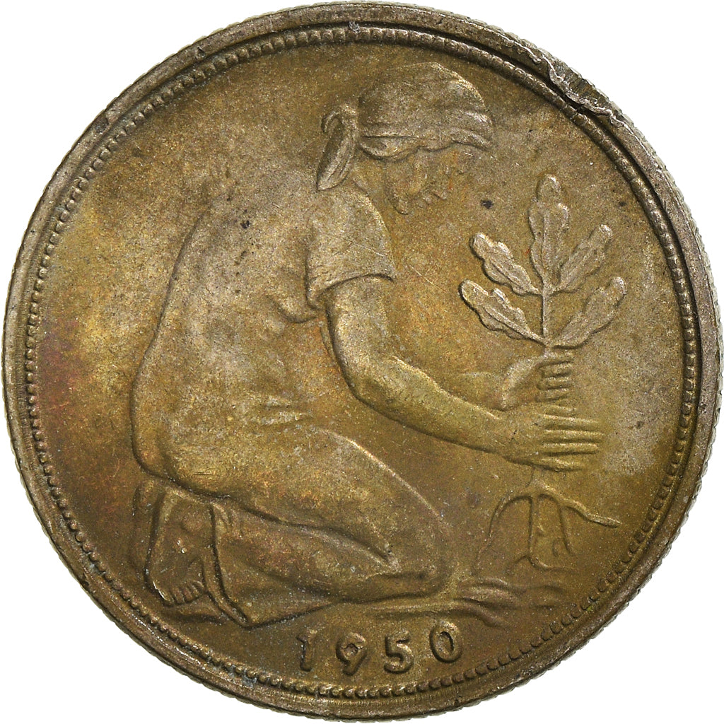 Moneda, ALEMANIA - REPÚBLICA FEDERAL, 50 Pfennig, 1950