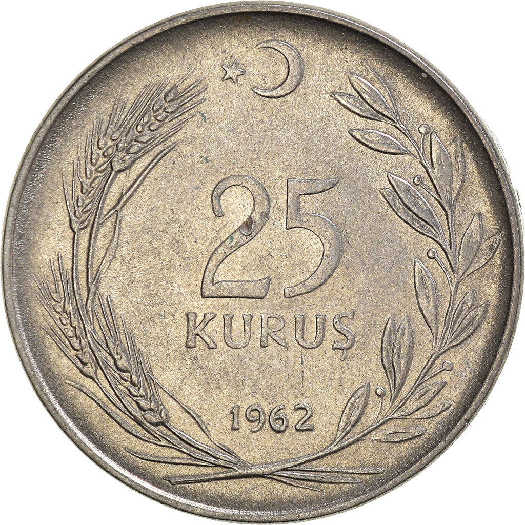 Moneda, Turquía, 25 Kurus, 1962