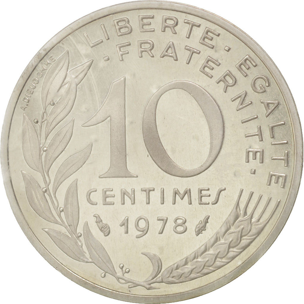 FRANCE, 10 Centimes, 1978, KM #P600, MS(65-70), Silver, Gadoury #46.P2, 7.60