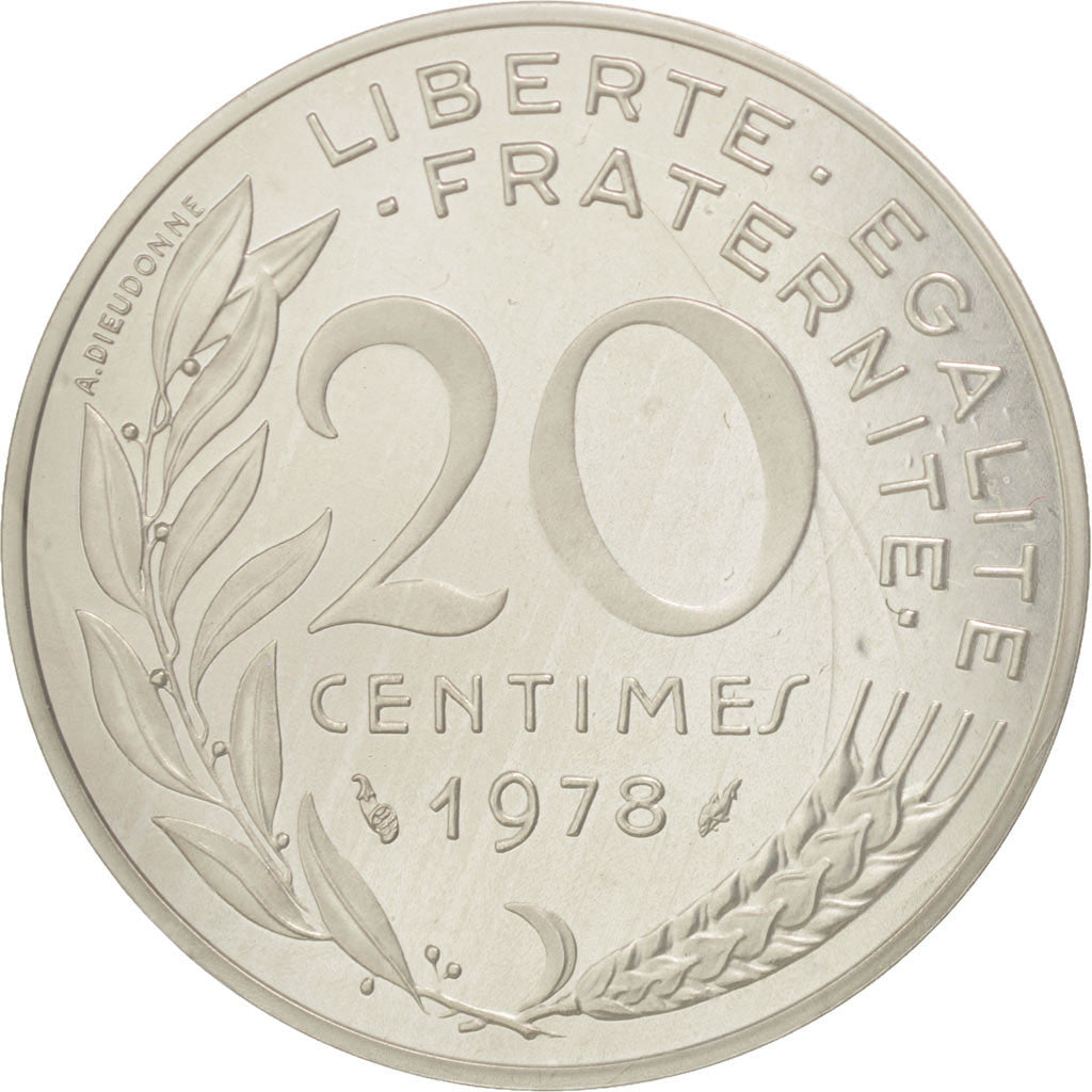 Francia, 20 Centimes, 1978, FDC, Argento, KM:P603, Gadoury:56.P2