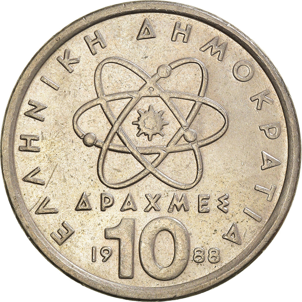 Moneta, Grecia, 10 Drachmes, 1988