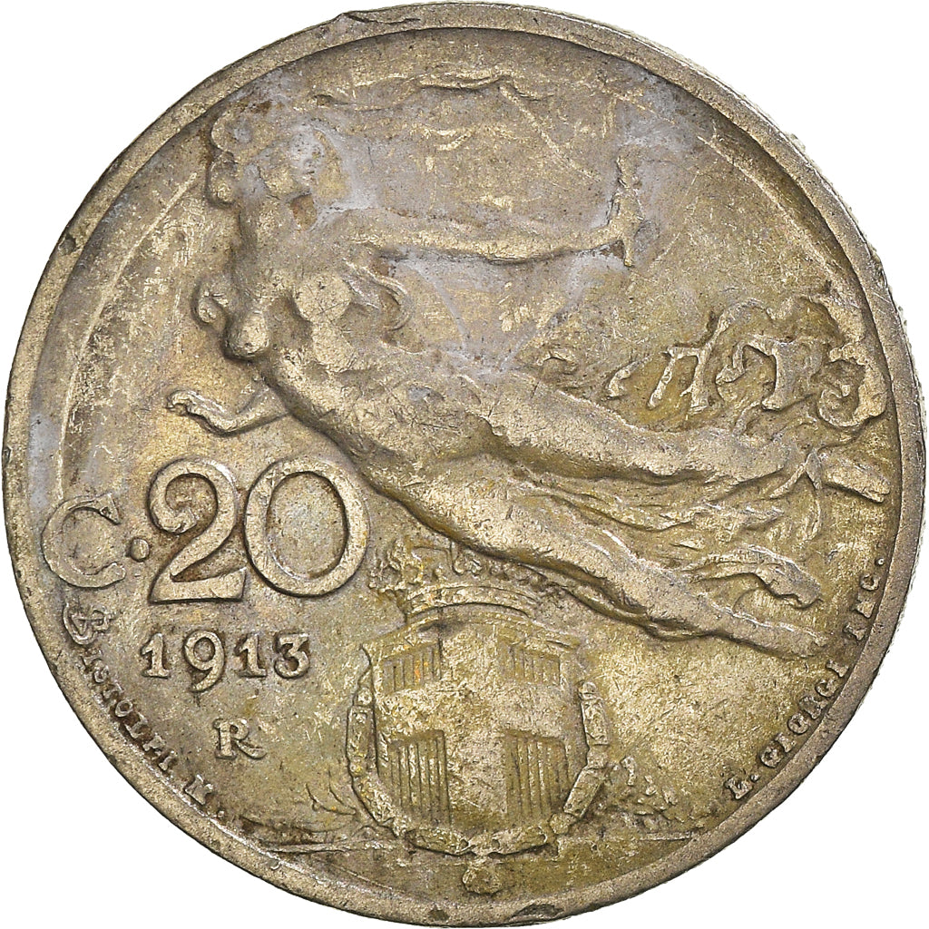 Moeda, Itália, 20 Centesimi, 1913