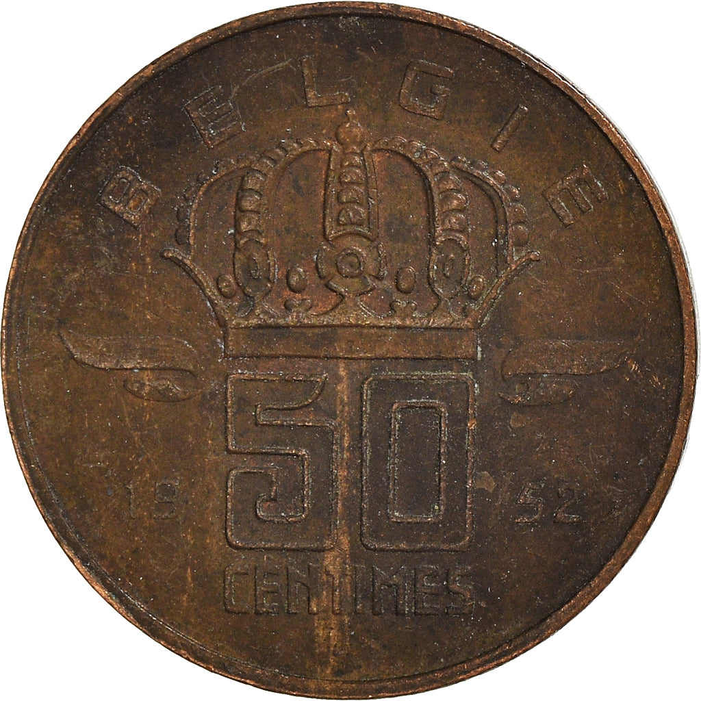 Münze, Belgien, 50 Centimes, 1952