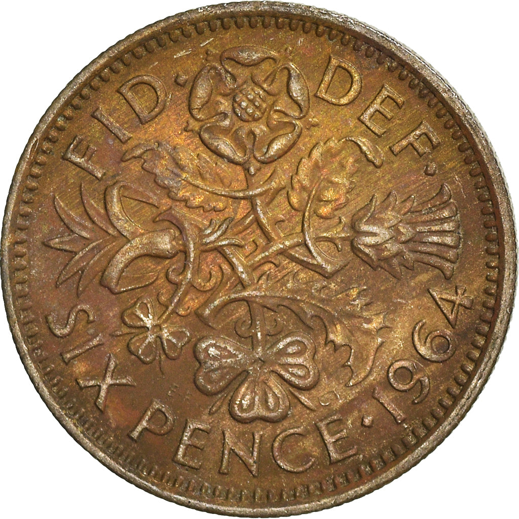 Coin, Great Britain, 6 Pence, 1964