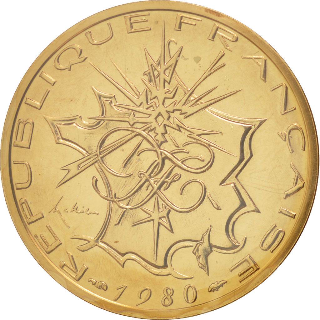 FRANCE, 10 Francs, 1980, KM #P677, MS(65-70), Nickel-Brass, Gadoury #186.P1,...