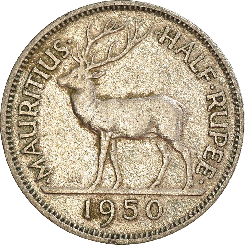 Münze, Mauritius, 1/2 Rupee, 1950
