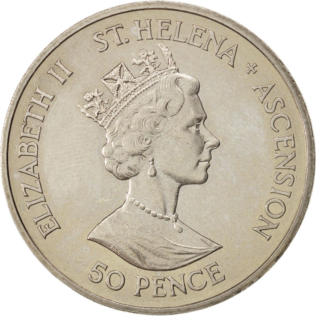 SAINT HELENA & ASCENSION, 50 Pence, 1986, KM #7, MS(63), Copper-Nickel, 38.5,...