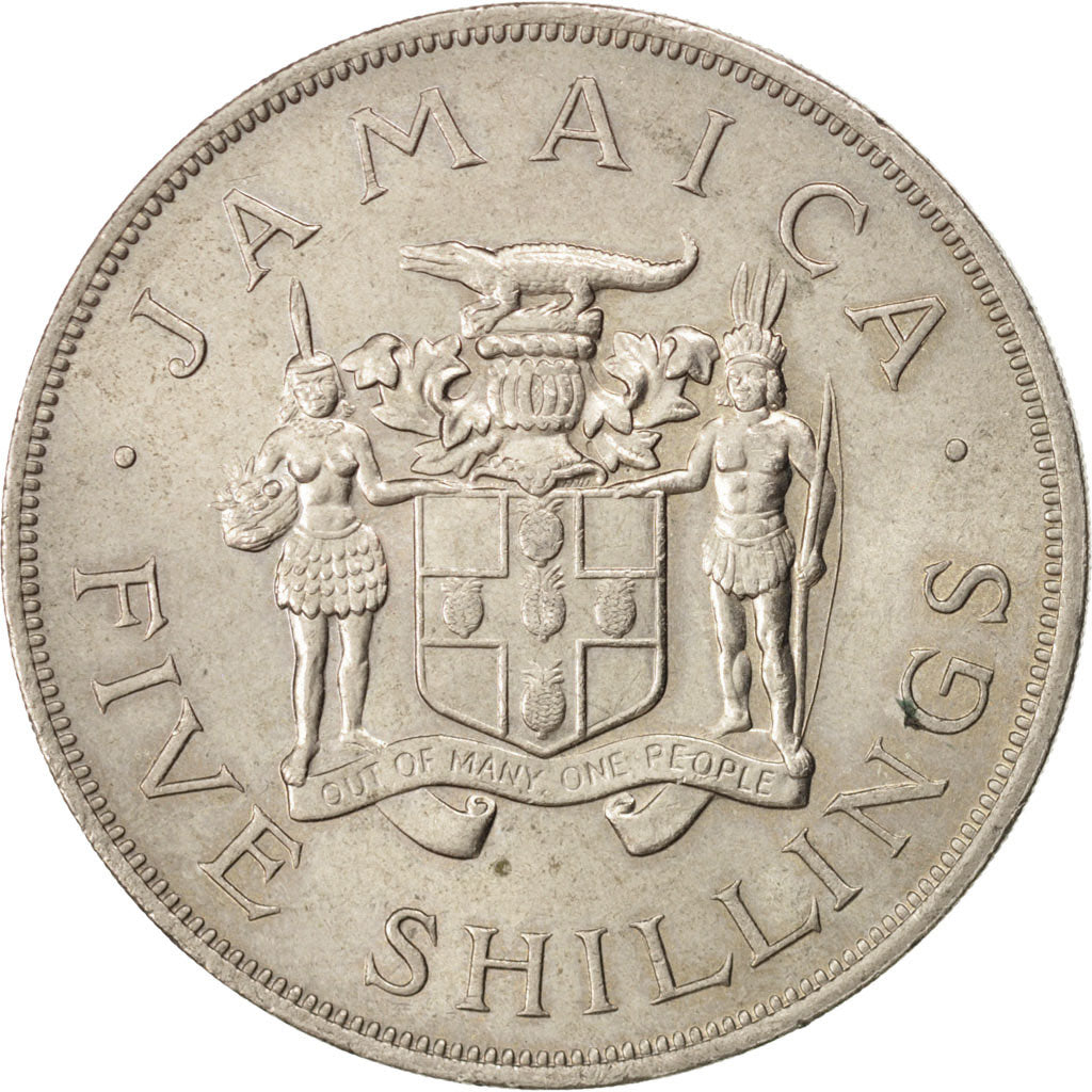 JAMAICA, 5 Shilling, 1966, KM #40, MS(63), Copper-Nickel, 28.11