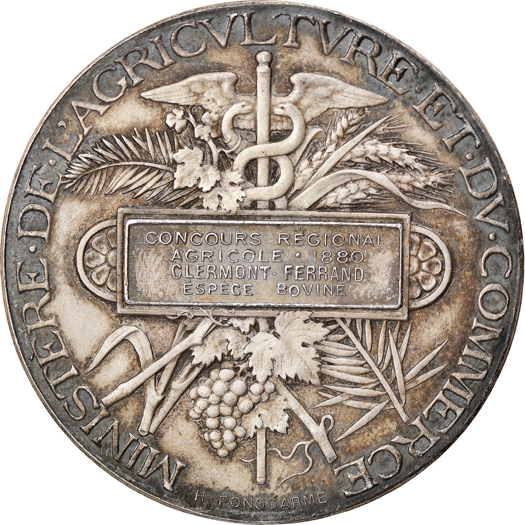France, Medal, Agriculture, Concours Régional de Clermont-Ferrand, 1880