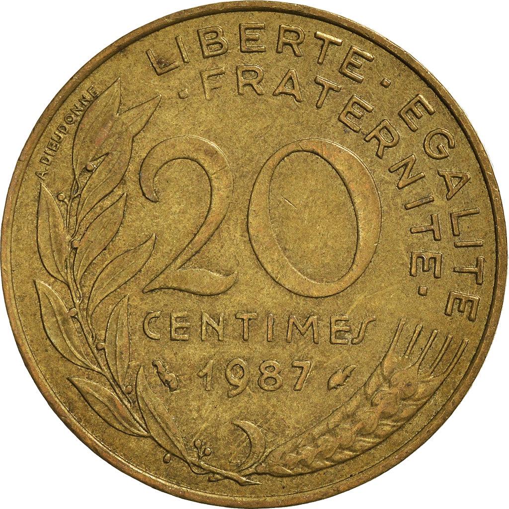 Moneta, Francia, 20 Centimes, 1987