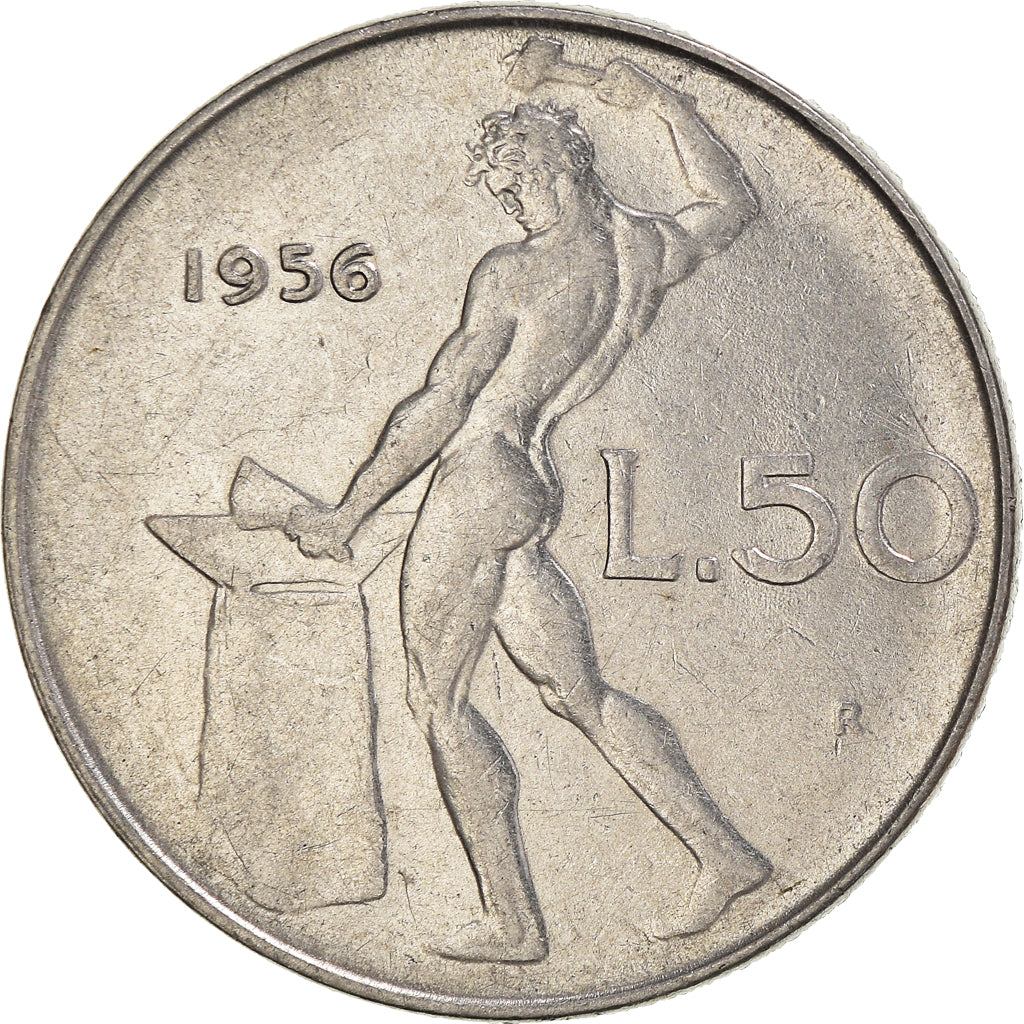 Moeda, Itália, 50 Lire, 1956