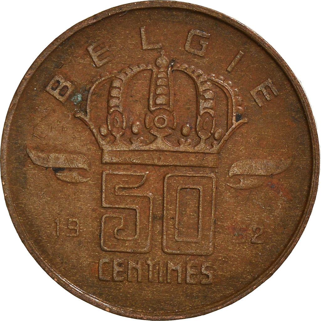 Münze, Belgien, 50 Centimes, 1952