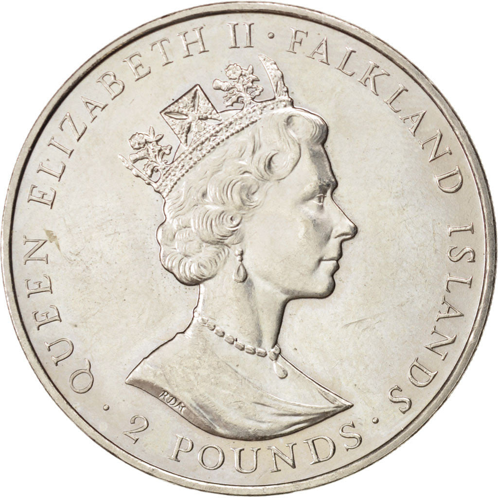 FALKLAND ISLANDS, 2 Pounds, 1992, KM #35, MS(63), Copper-Nickel, 38.61, 28.29