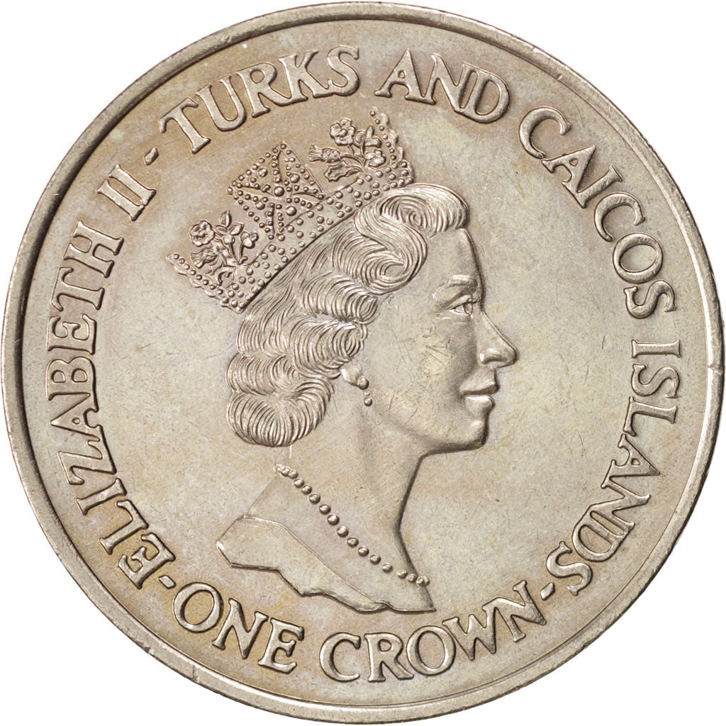 TURKS & CAICOS ISLANDS, Crown, 1991, KM #76, MS(63), Copper-Nickel, 39.25, 28.18