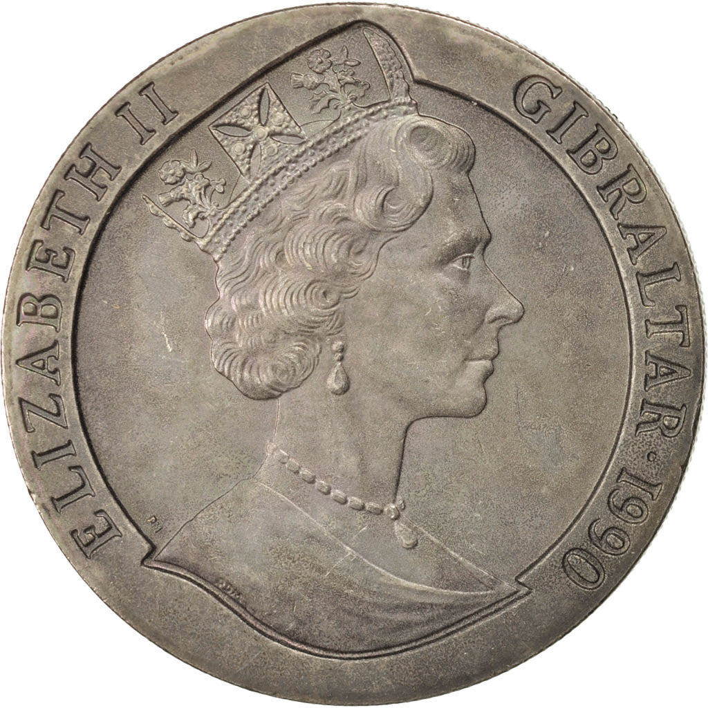 GIBRALTAR, Crown, 1990, KM #49, MS(63), Copper-Nickel, 38.8, 28.48