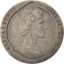 GIBRALTAR, Crown, 1990, KM #49, MS(63), Copper-Nickel, 38.8, 28.48