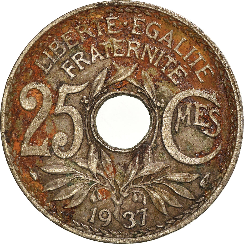 Moeda, França, 25 Centimes, 1937