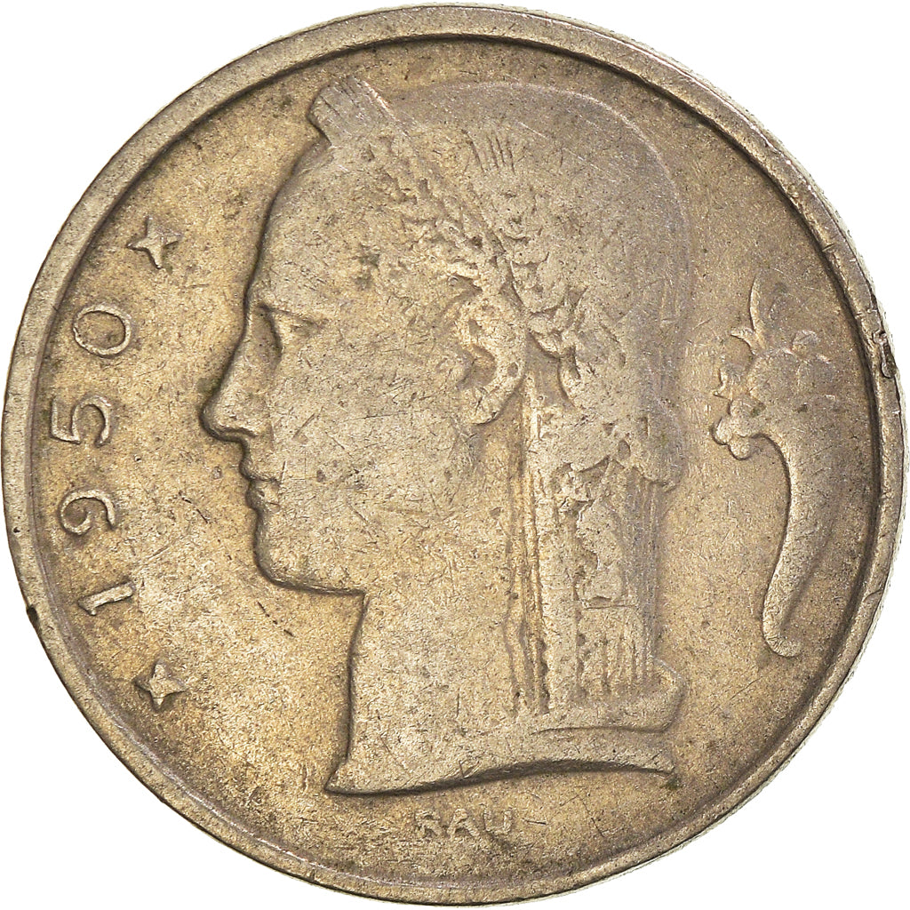 Moeda, Bélgica, 5 Francs, 5 Frank, 1950