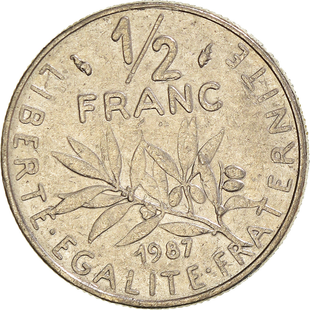 Münze, Frankreich, 1/2 Franc, 1987