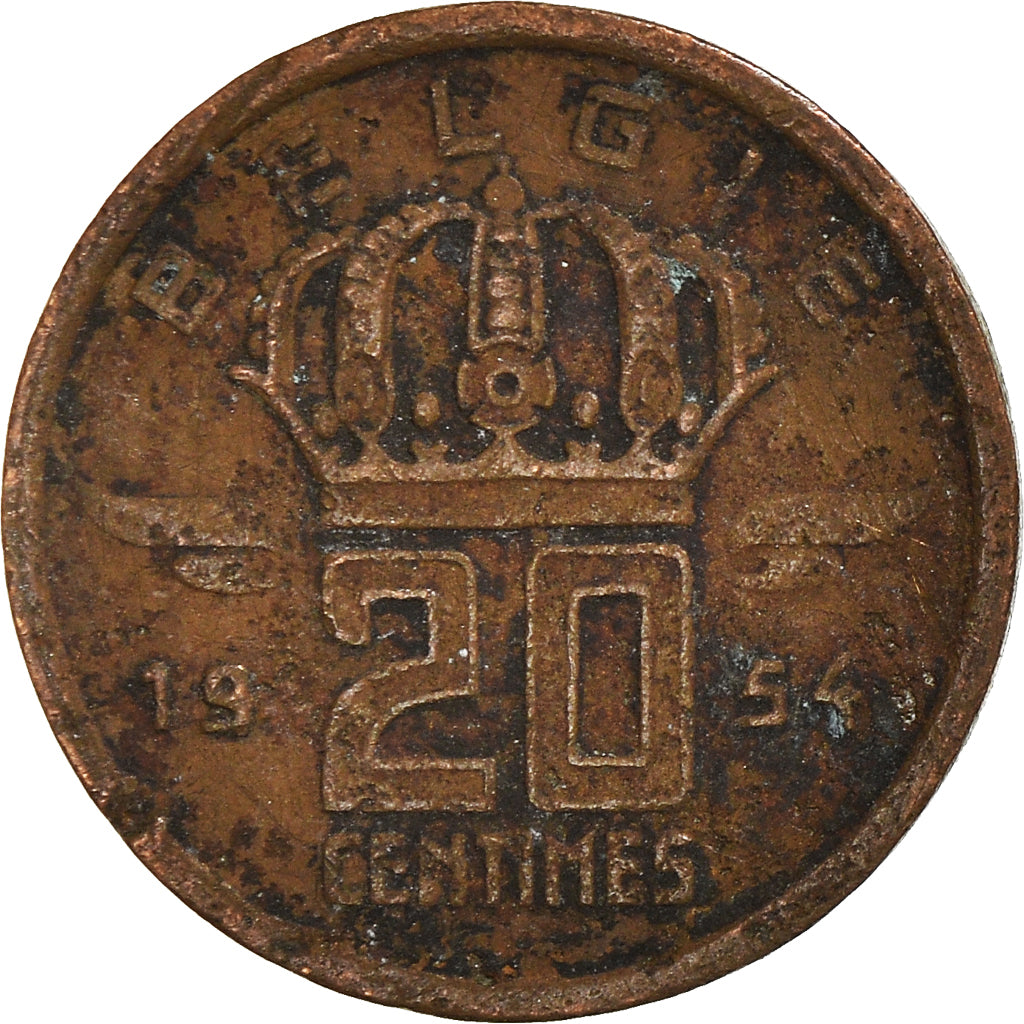 Moneda, Bélgica, 20 Centimes, 1954