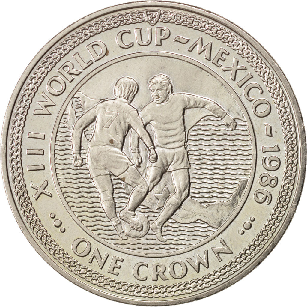 ISLE OF MAN, Crown, 1986, Pobjoy Mint, KM #160, MS(63), Copper-Nickel, 38.5,...