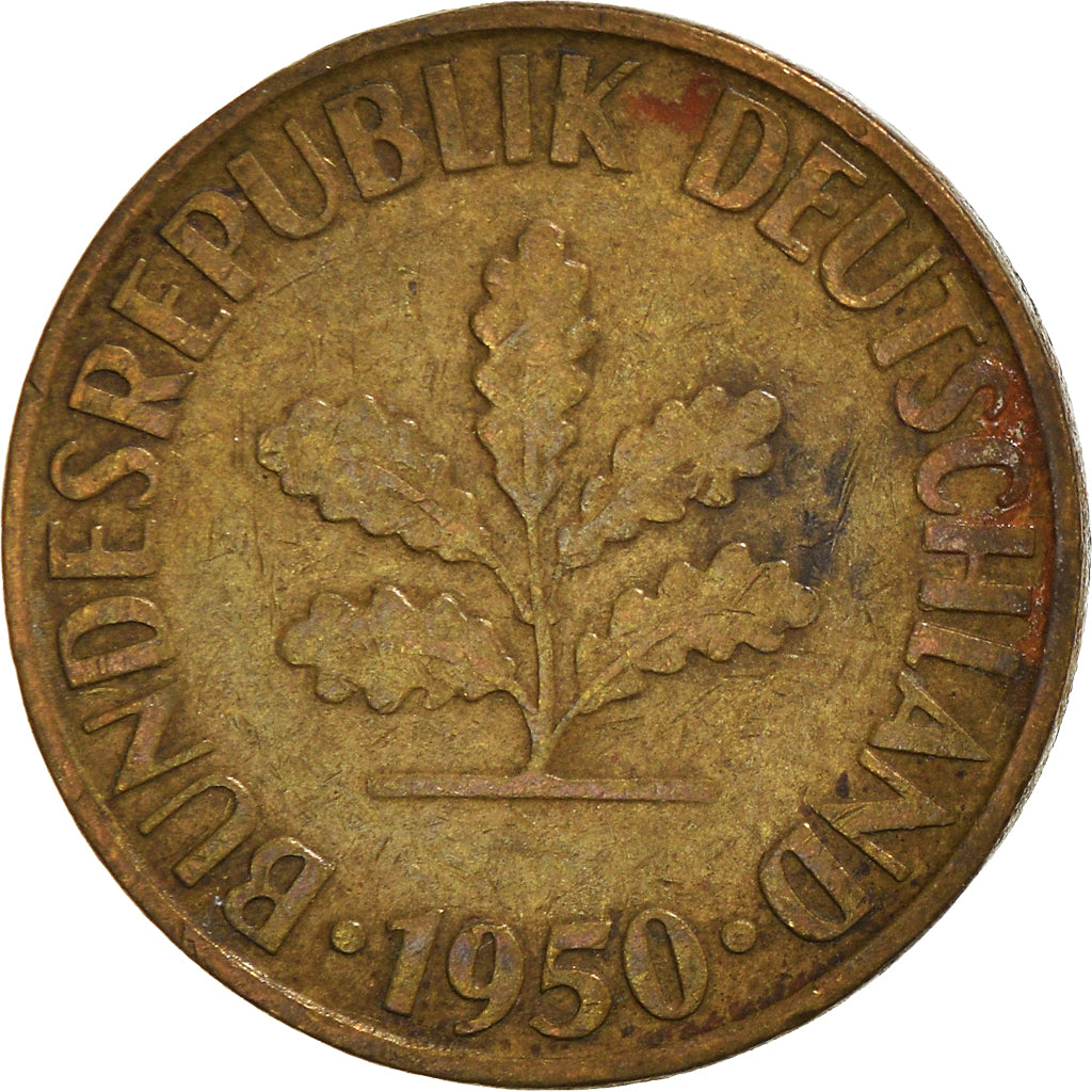 Moeda, ALEMANHA - REPÚBLICA FEDERAL, 10 Pfennig, 1950