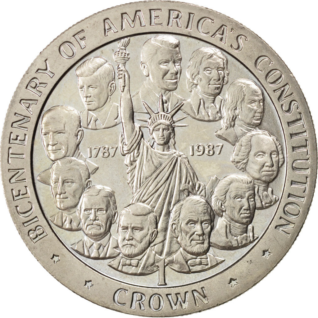 ISLE OF MAN, Crown, 1987, Pobjoy Mint, KM #176, MS(63), Copper-Nickel, 38.5,...