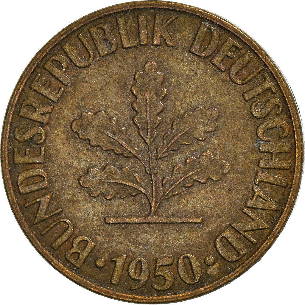 Moeda, ALEMANHA - REPÚBLICA FEDERAL, 10 Pfennig, 1950