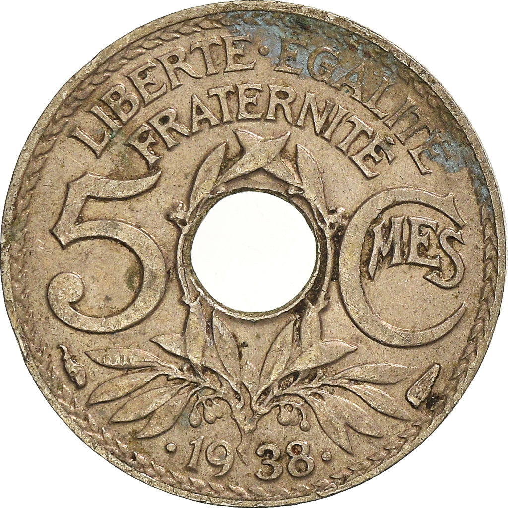 Moneta, Francia, 5 Centimes, 1938