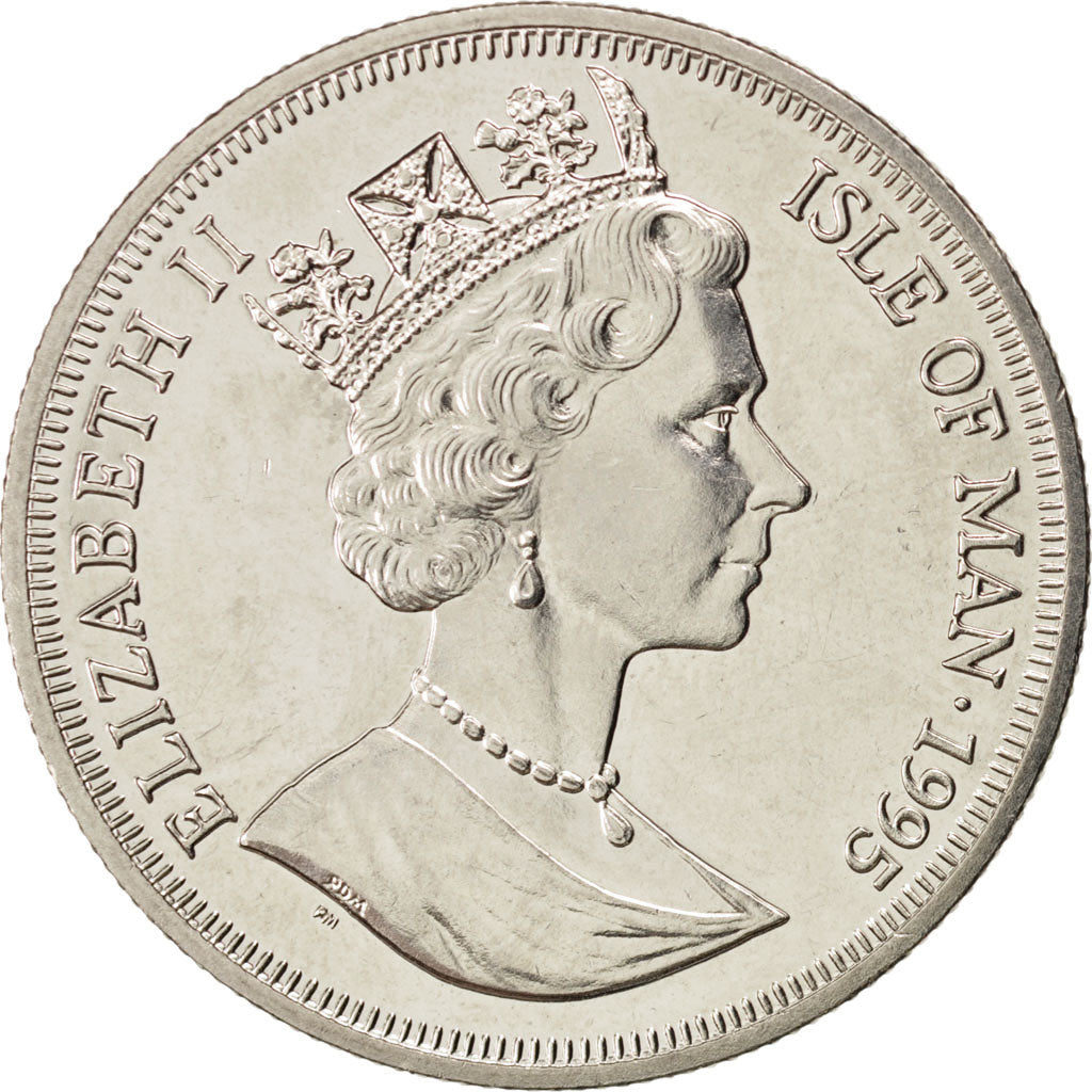 ISLE OF MAN, Crown, 1995, Pobjoy Mint, KM #538, MS(63), Copper-Nickel, 38.5,...