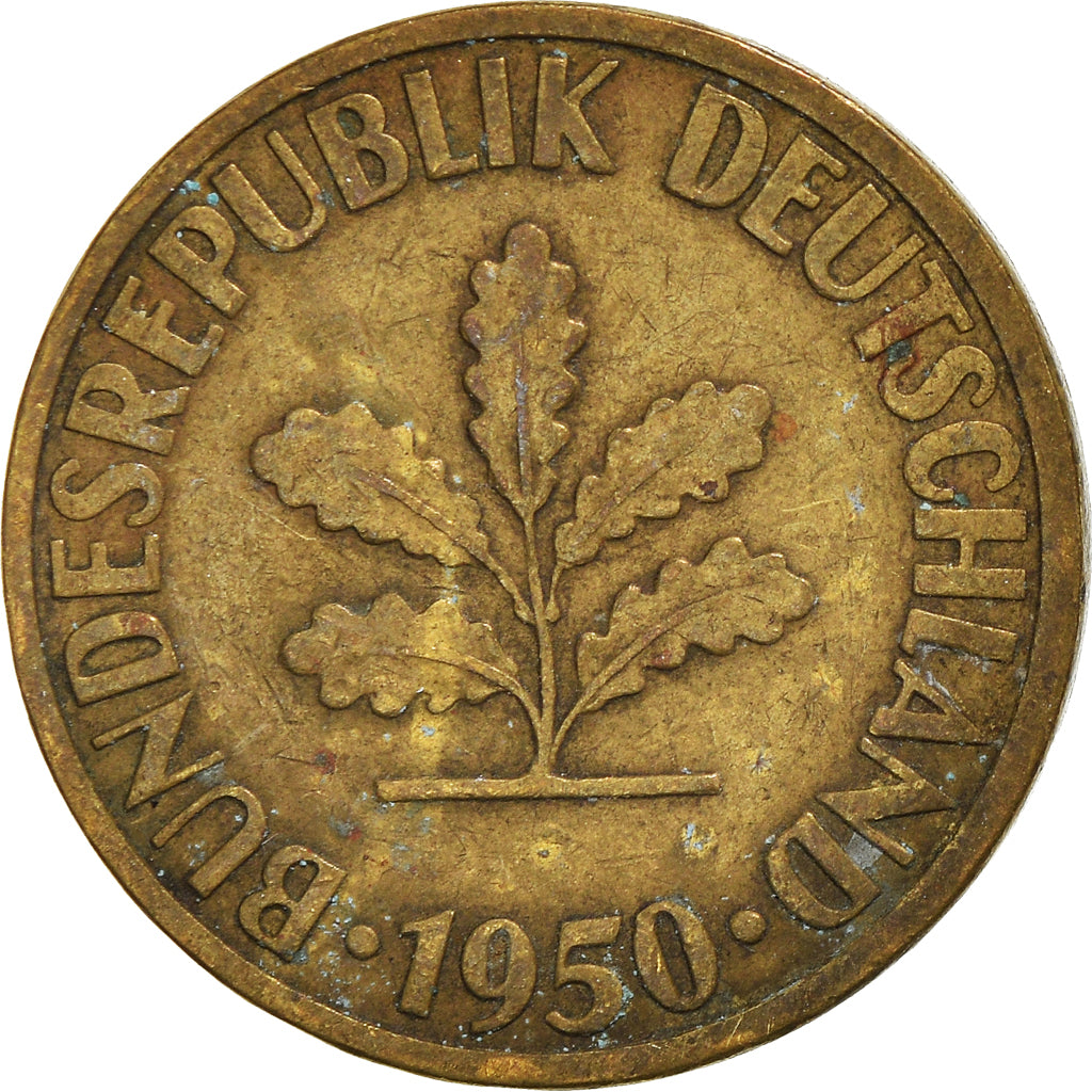 Moeda, ALEMANHA - REPÚBLICA FEDERAL, 10 Pfennig, 1950