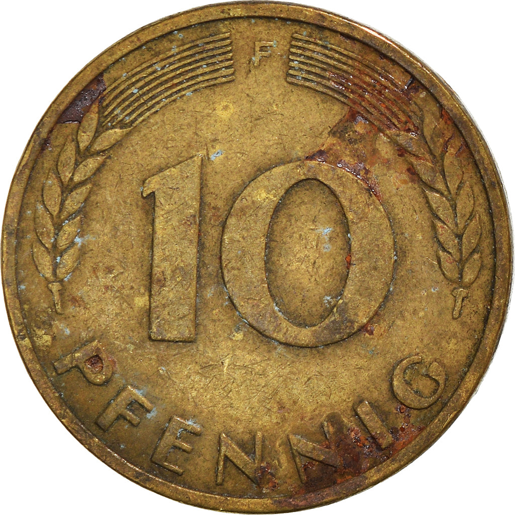 Moeda, ALEMANHA - REPÚBLICA FEDERAL, 10 Pfennig, 1950