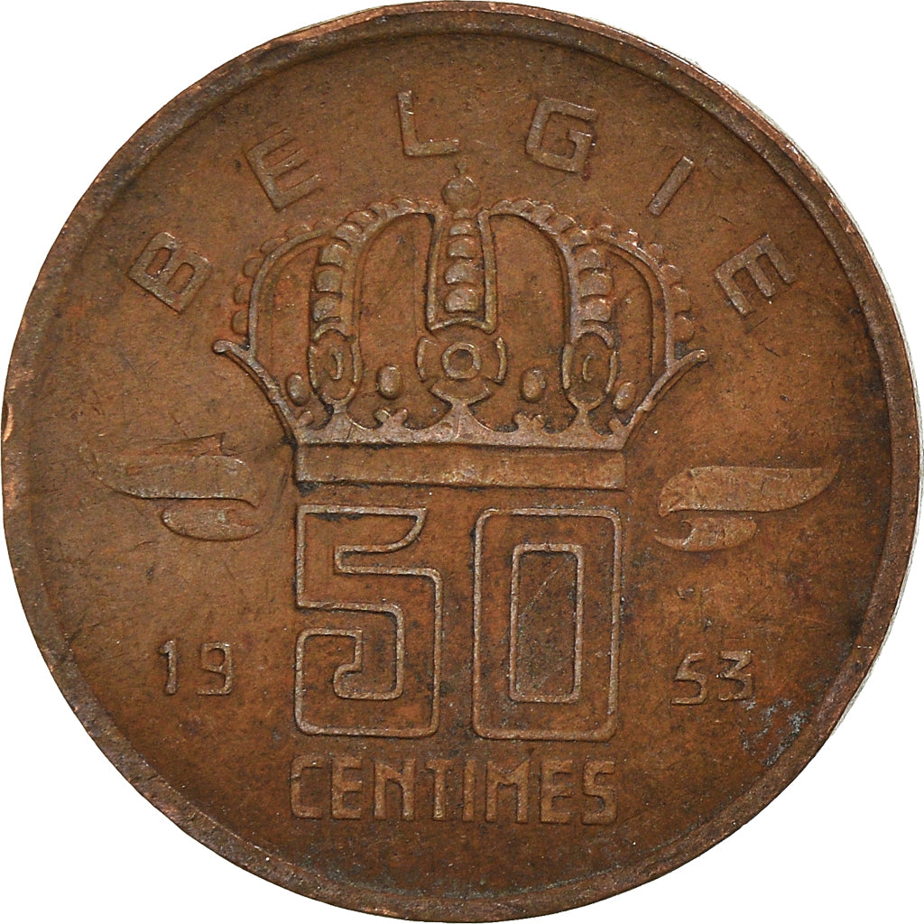 Münze, Belgien, 50 Centimes, 1953