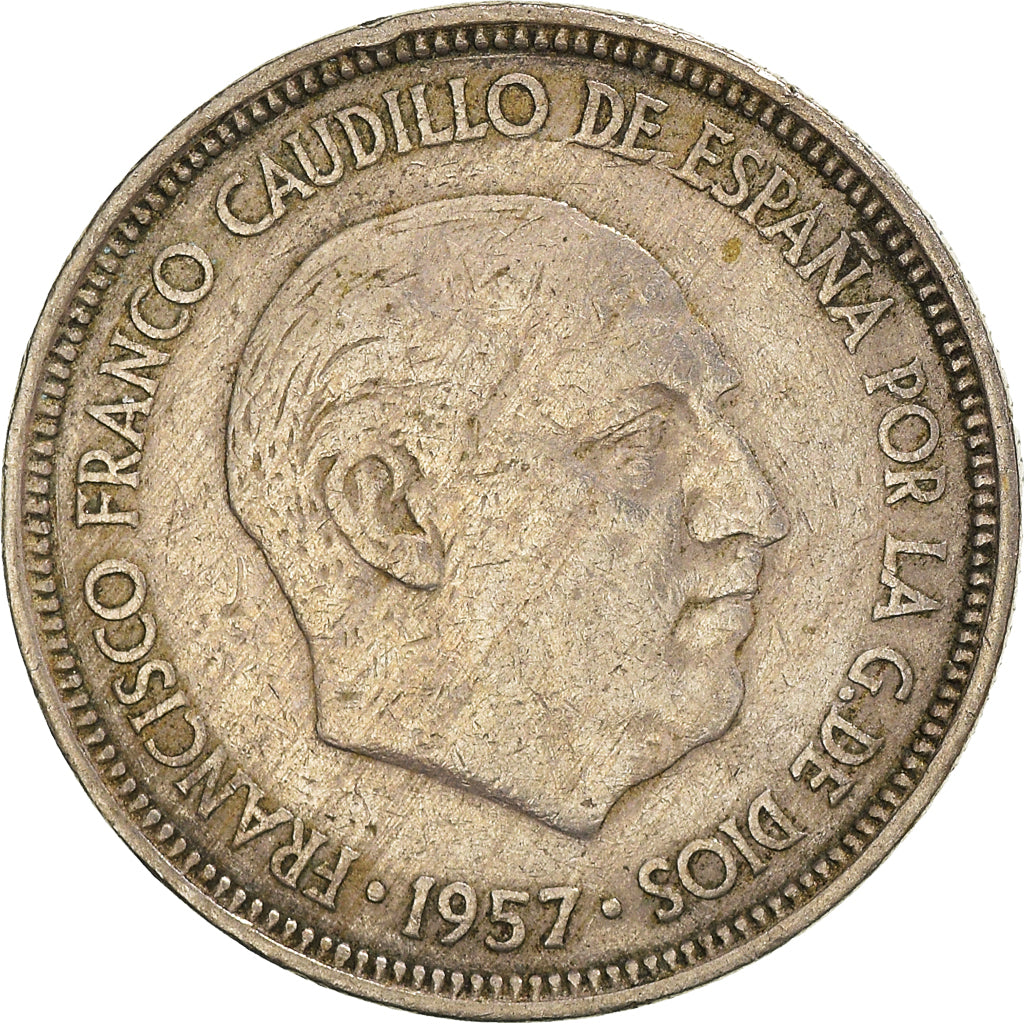 Moeda, Espanha, 5 Pesetas, 1957 (58)
