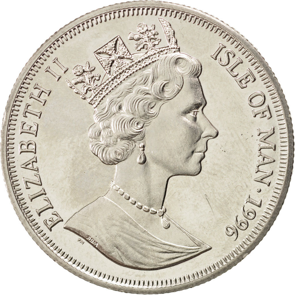 ISLE OF MAN, Crown, 1996, Pobjoy Mint, KM #559, MS(63), Copper-Nickel, 38.5,...