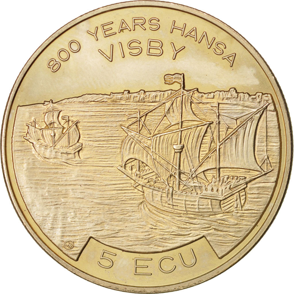 SWEDEN, 5 ECU, 1994, Chi, KM #17, MS(63), Copper-Nickel, 38.6, 26.42