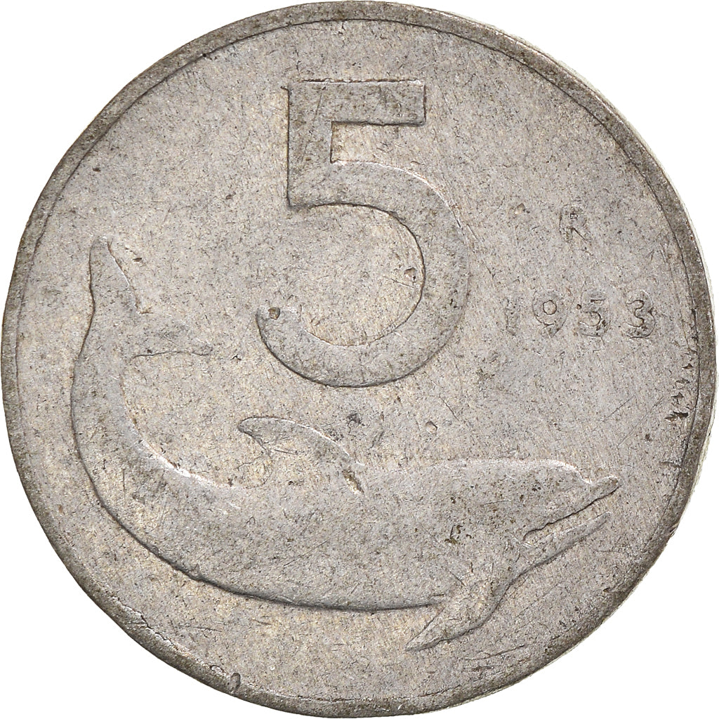 Moeda, Itália, 5 Lire, 1953