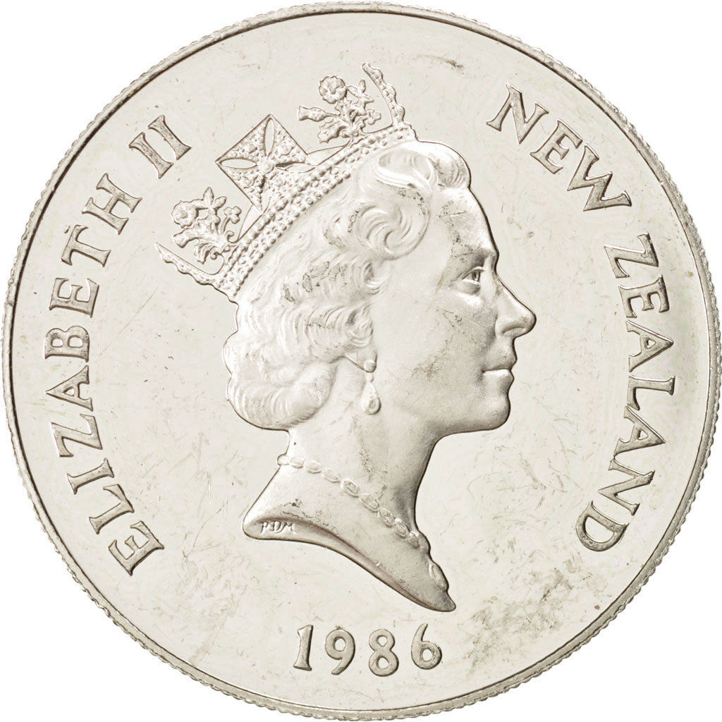 NEW ZEALAND, Dollar, 1986, KM #56a, AU(55-58), Silver, 38.8, 27.55