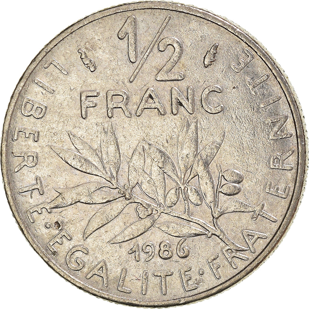 Moneda, Francia, 1/2 Franc, 1986