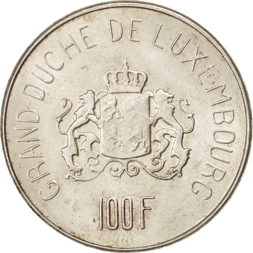 LUXEMBOURG, 100 Francs, 1963, KM #52, AU(55-58), Silver, 33.1, 18.01
