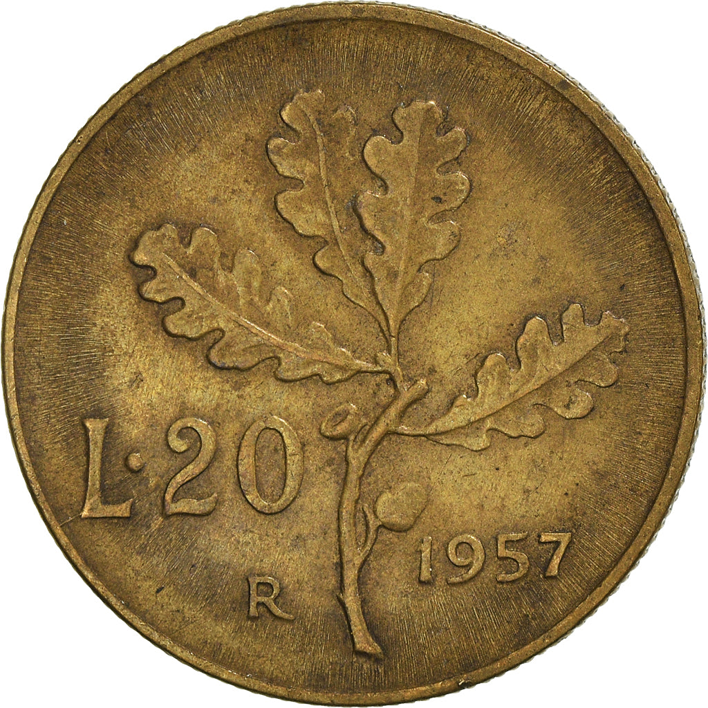Münze, Italien, 20 Lire, 1957
