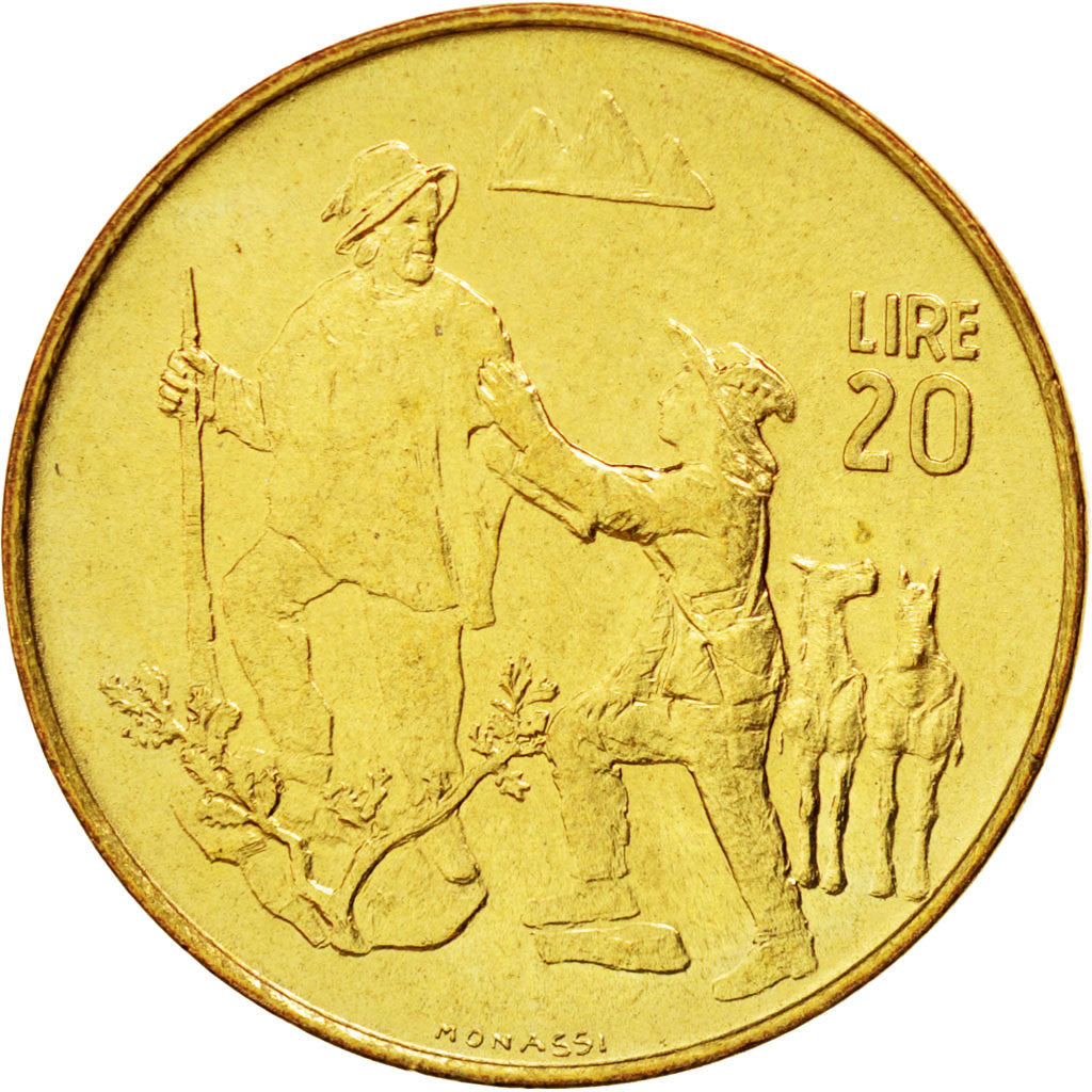 SAN MARINO, 20 Lire, 1972, KM #18, MS(63), Aluminum-Bronze, 21.25, 3.56