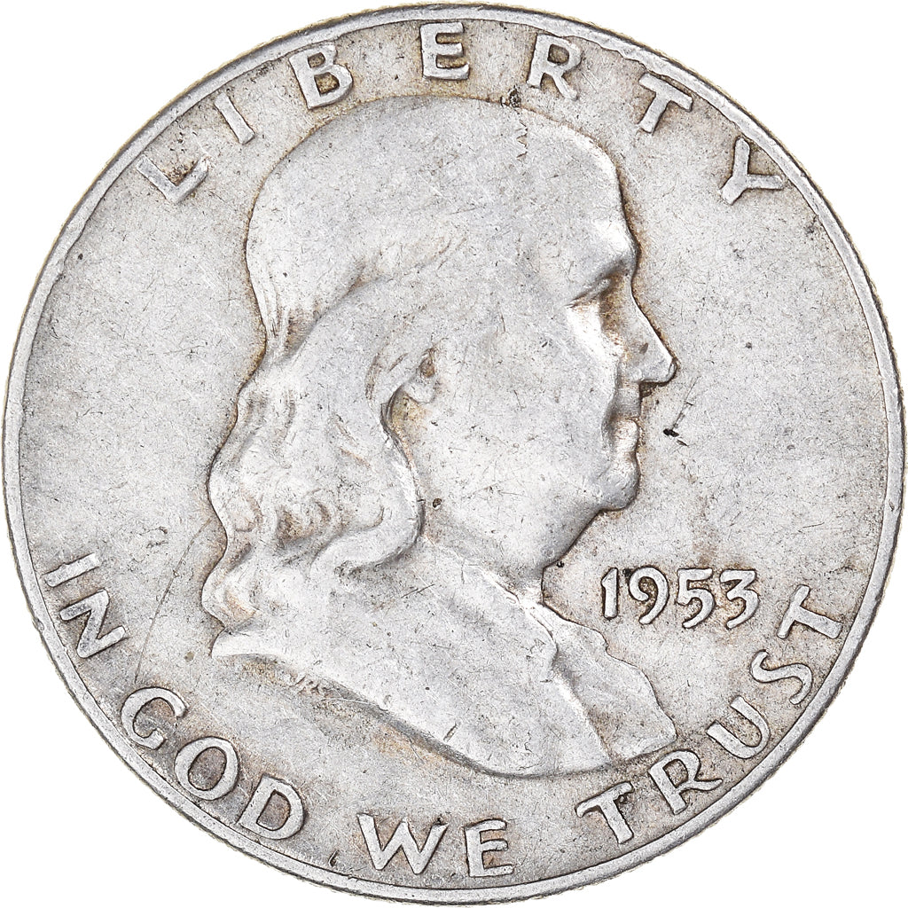 Coin, United States, Franklin Half Dollar, Half Dollar, 1953, U.S. Mint, Denver