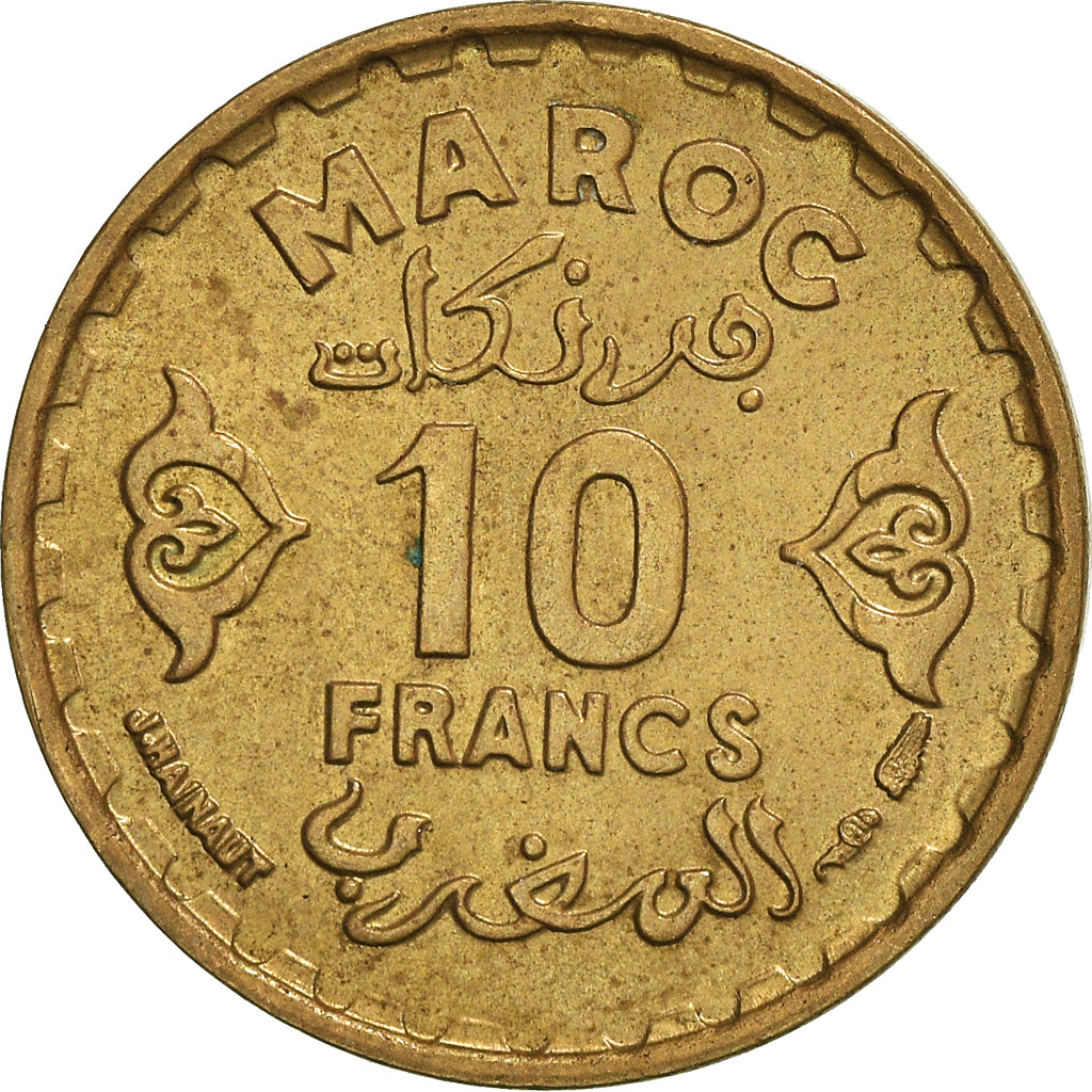 Moneta, Marocco, 10 Francs, 1371
