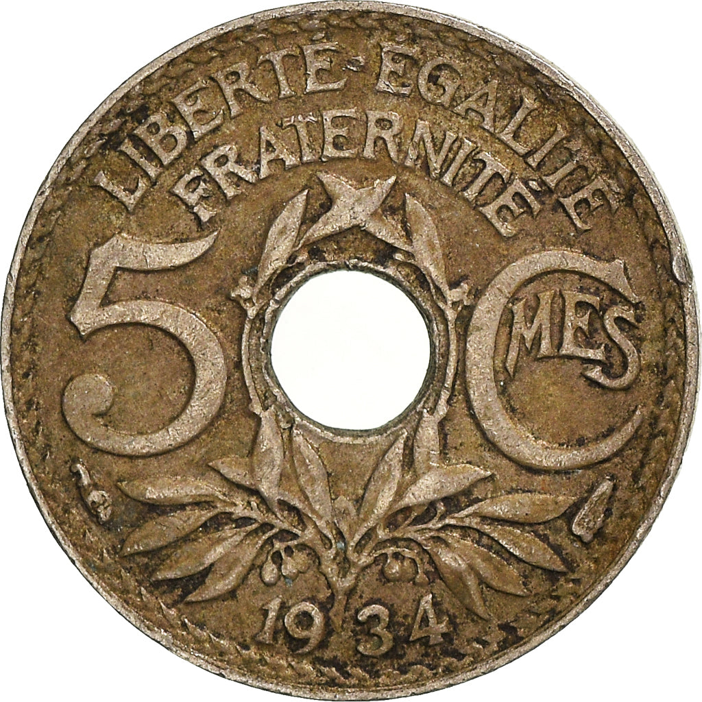 Moneta, Francia, 5 Centimes, 1934