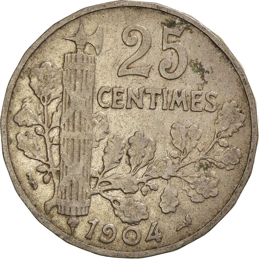 Moneda, Francia, 25 Centimes, 1904